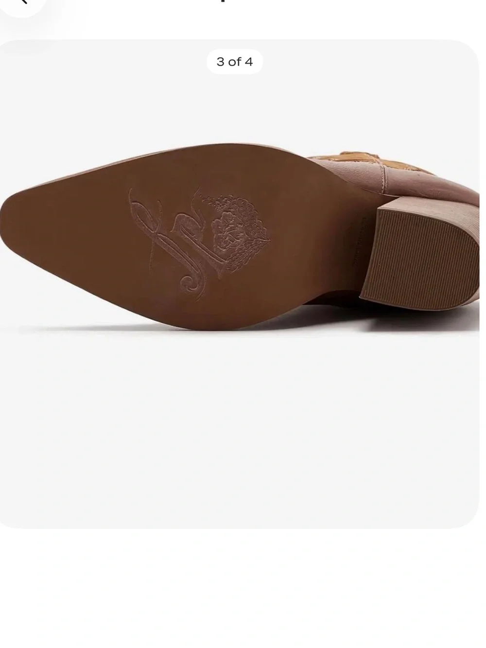 Free People Two-Tone Brown/Tan Western Block Heel Boot - Picture 3 of 4